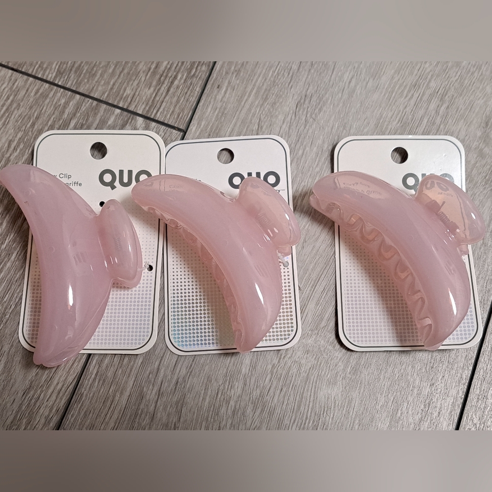 3 Brand New Quo Beauty Urban Pink Hair Claw Clip Set